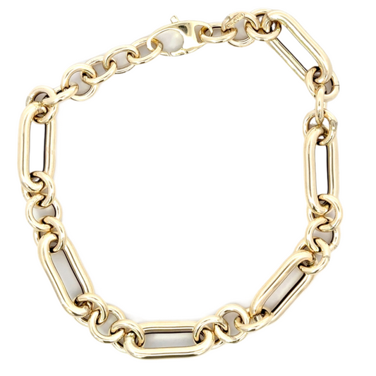 Large Hollow Alternating Link Bracelet