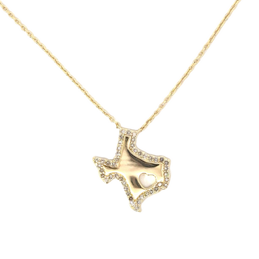 GF Texas Necklace with Heart Cut Out and Pave Border