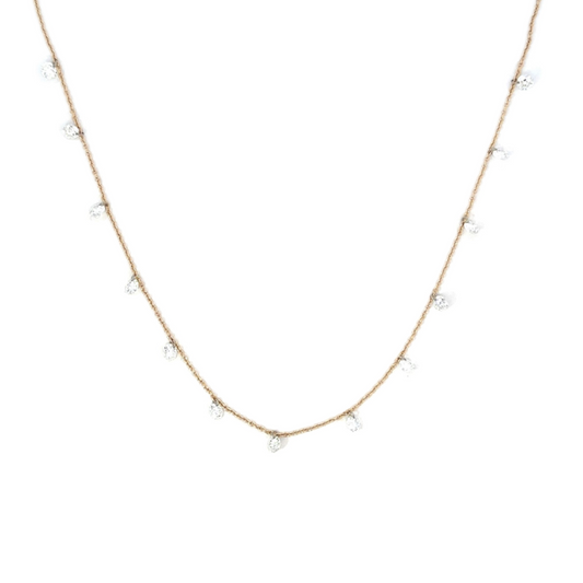 13 Floating Diamond Station Necklace