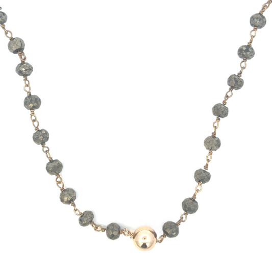 Pyrite Rosary Chain with Gold Ball Accent