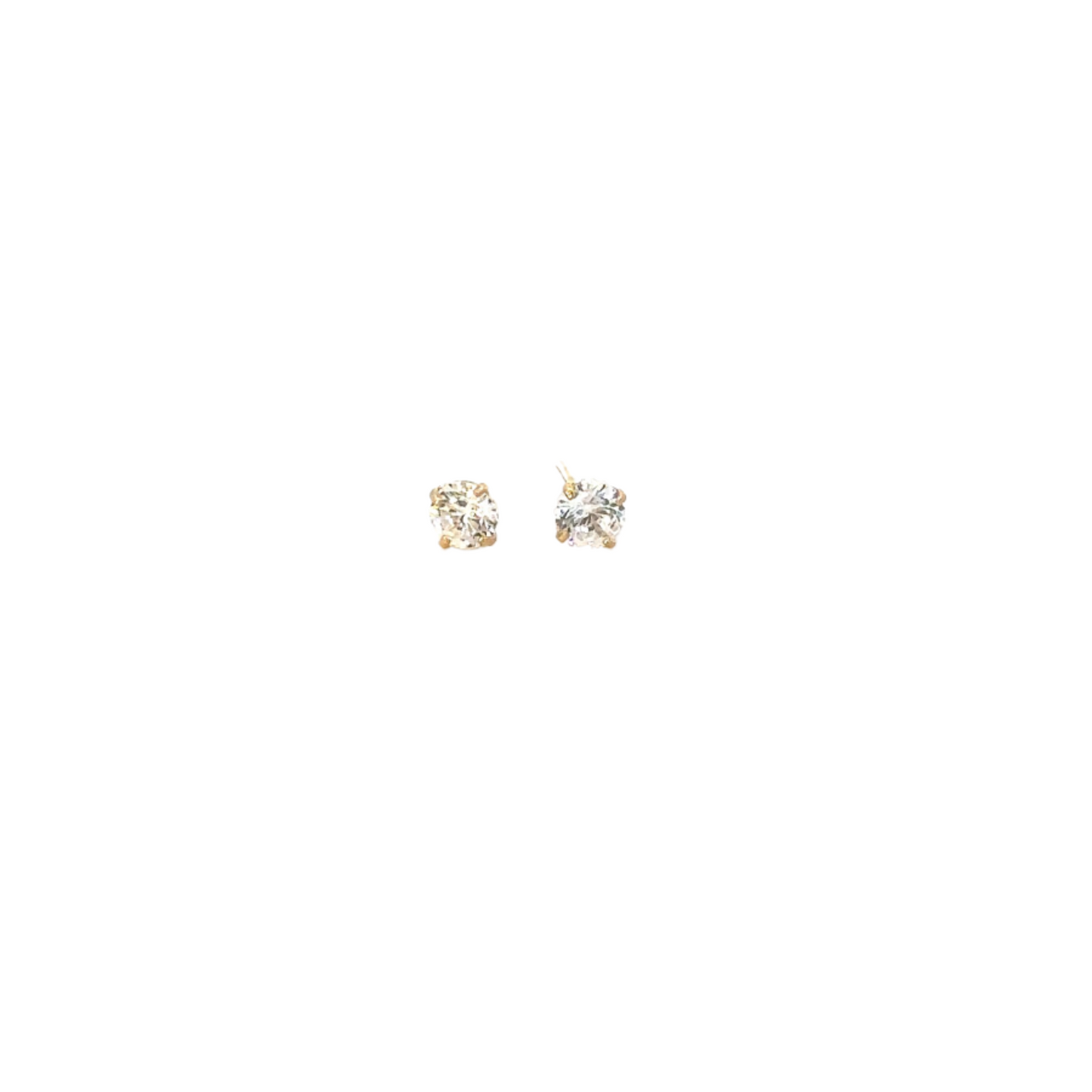 Yellow Gold 3mm CZ Earrings