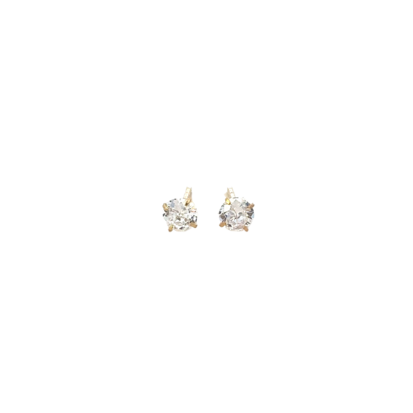 Yellow Gold 4mm CZ Earrings