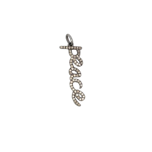 Small Sterling Pave P-E-A-C-E Pendant