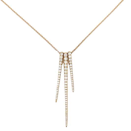 Yellow Gold Triple Pave Spike Necklace