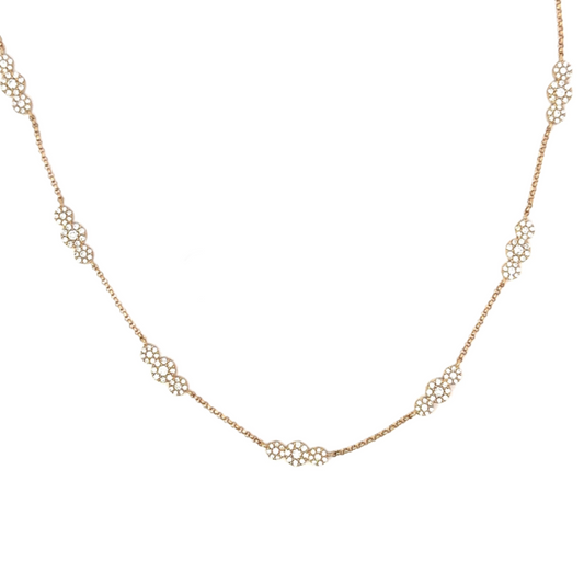 Yellow Gold Triple Pave Diamond Circle by the Yard Necklace