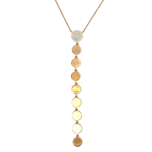 Y-Drop Disc Necklace with Pave Diamond Accent