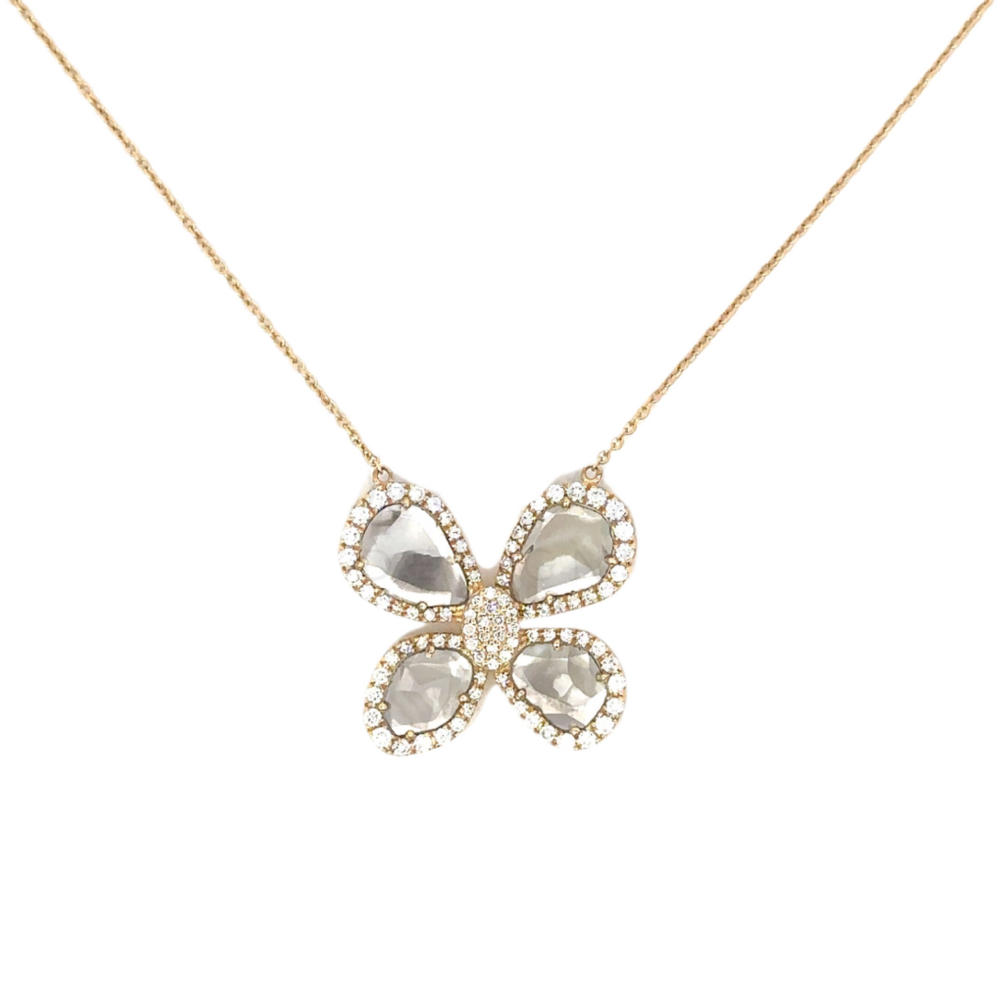 Sliced Diamond Butterfly Necklace