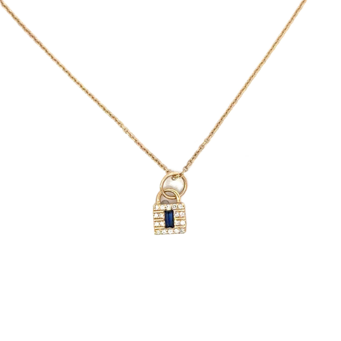 Pave Diamond Locket Necklace with Gemstone Center