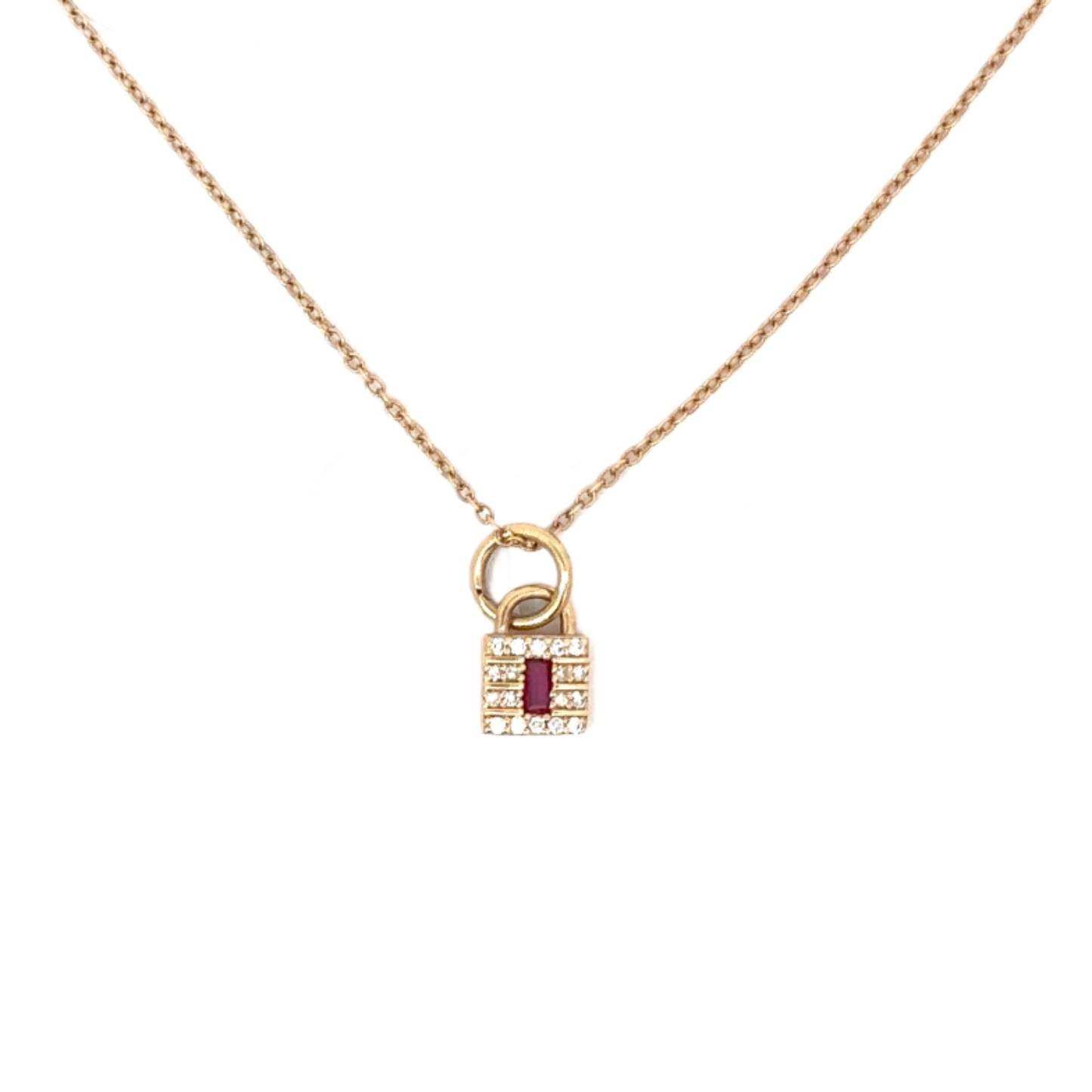 Pave Diamond Locket Necklace with Gemstone Center