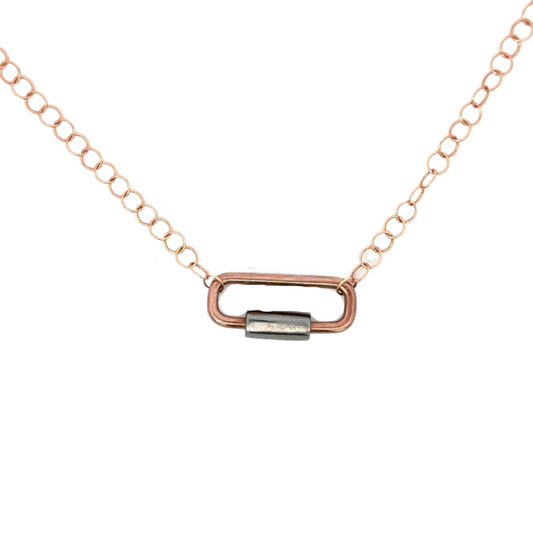 Rose Gold Toned Chain with Two Toned Rose Gold Carabiner