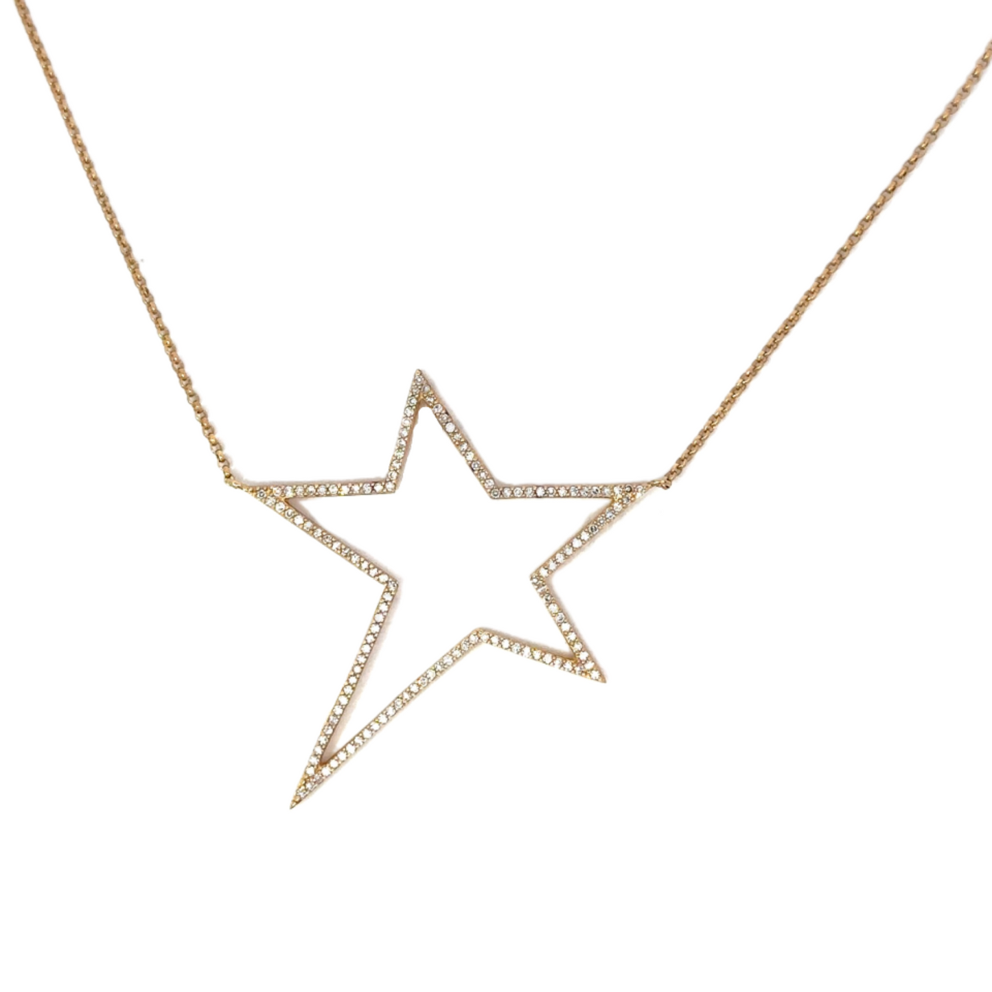 Pave Diamond Open Star Necklace