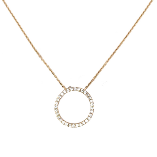 Pave Diamond Open Circle Necklace