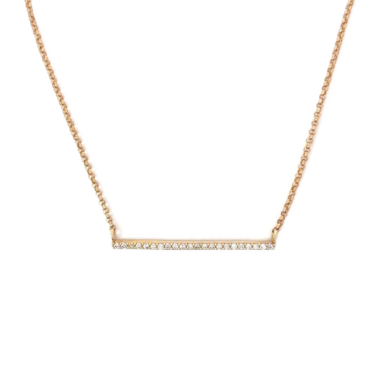 Single Row Pave Diamond Bar Necklace