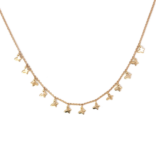 Yellow Gold Tiny Butterfly Station Necklace