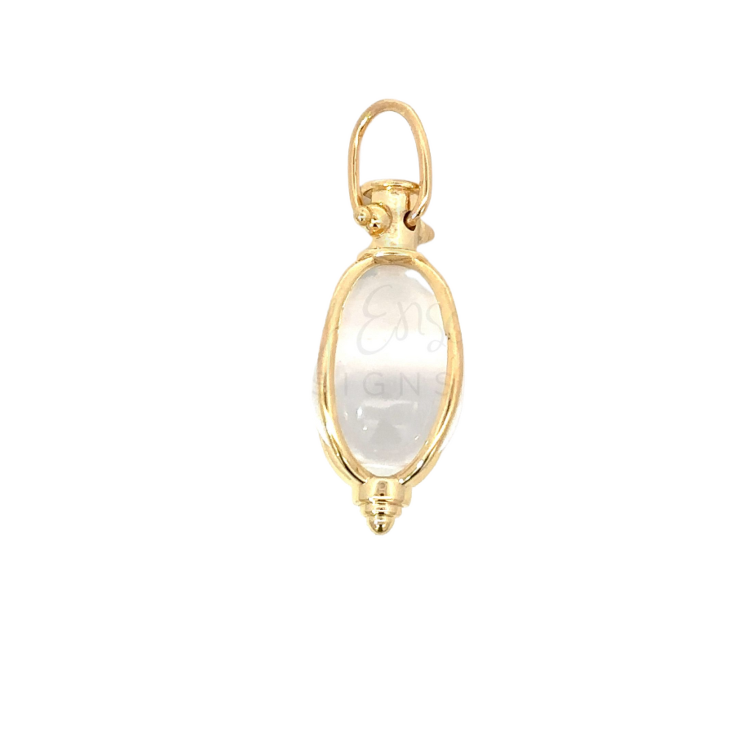 Large Yellow Gold and Crystal Fob Pendant