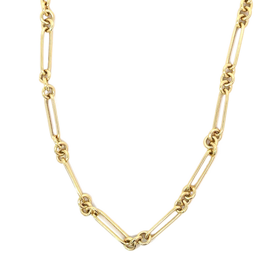 Yellow Gold Long Vintage Paper Clip Necklace