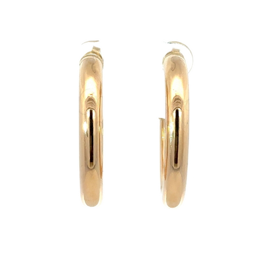 Yellow Gold Oval Hollow Hoop Earring