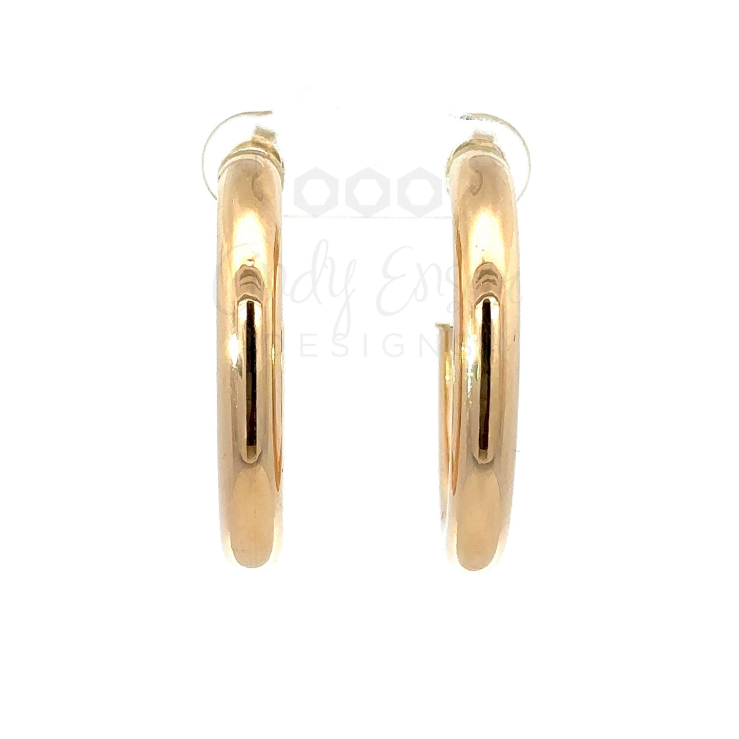 Yellow Gold Oval Hollow Hoop Earring