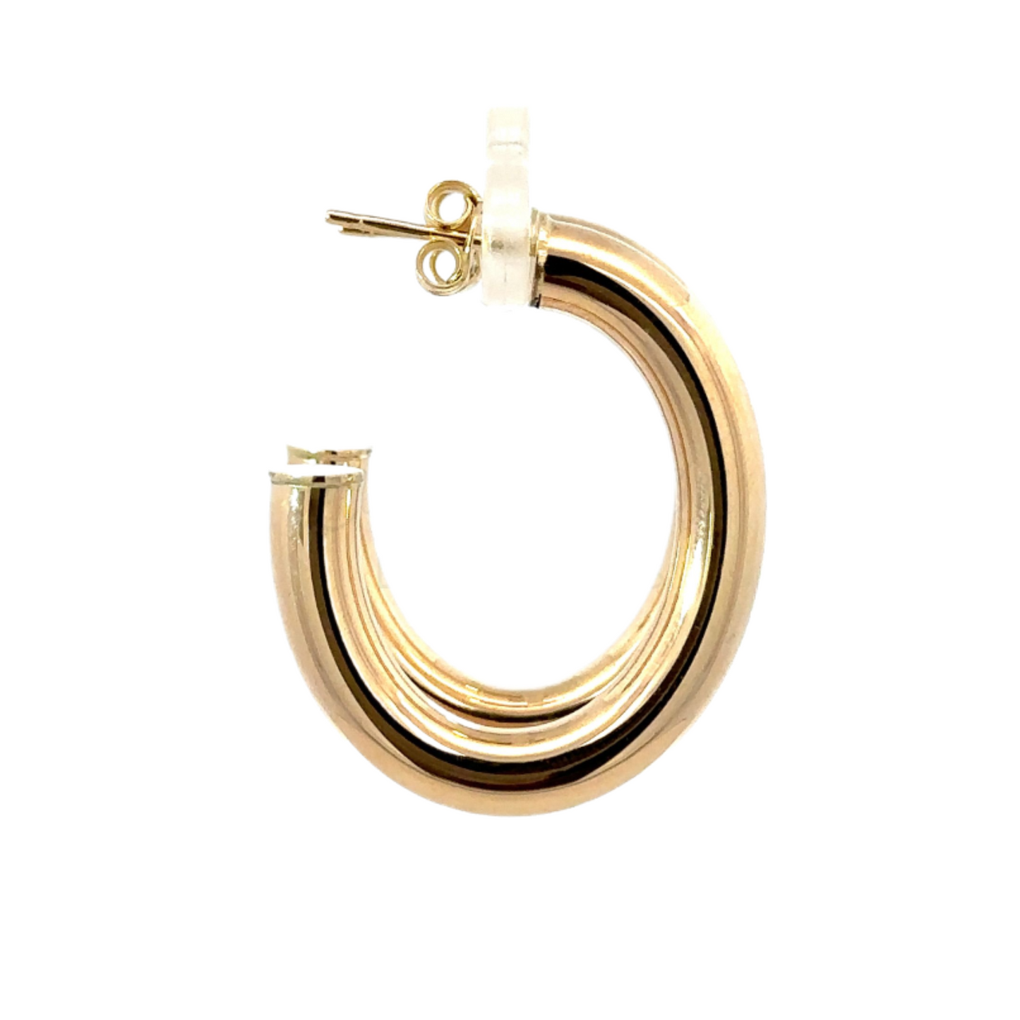 Yellow Gold Oval Hollow Hoop Earring