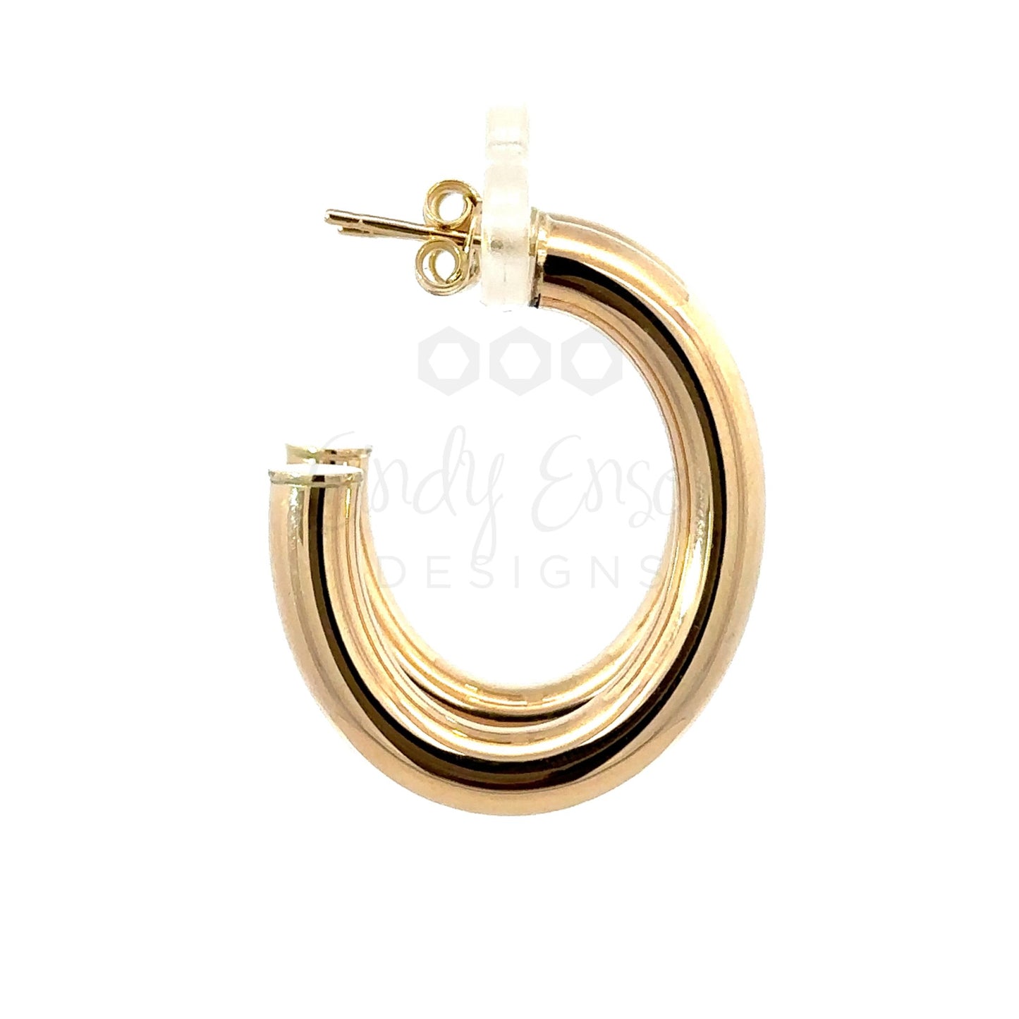 Yellow Gold Oval Hollow Hoop Earring