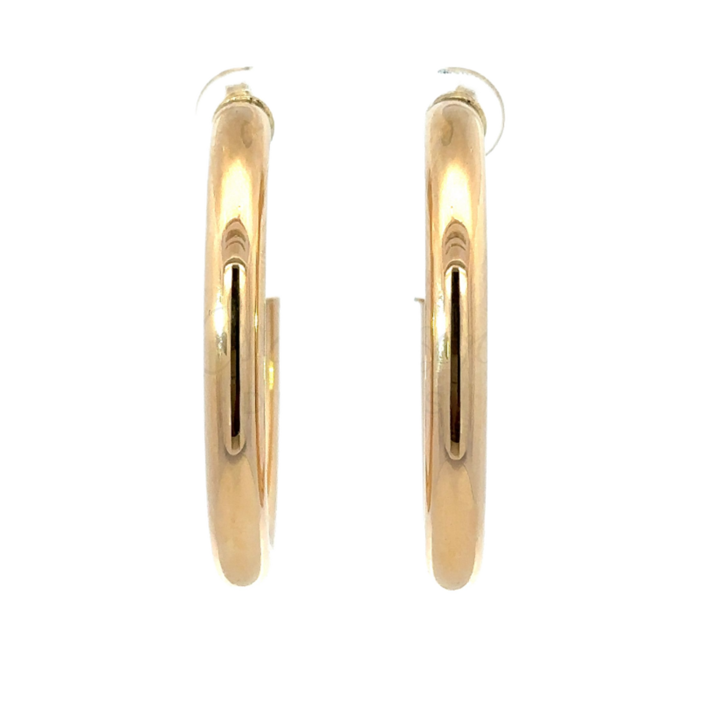 Yellow Gold Oval Hollow Hoop Earring