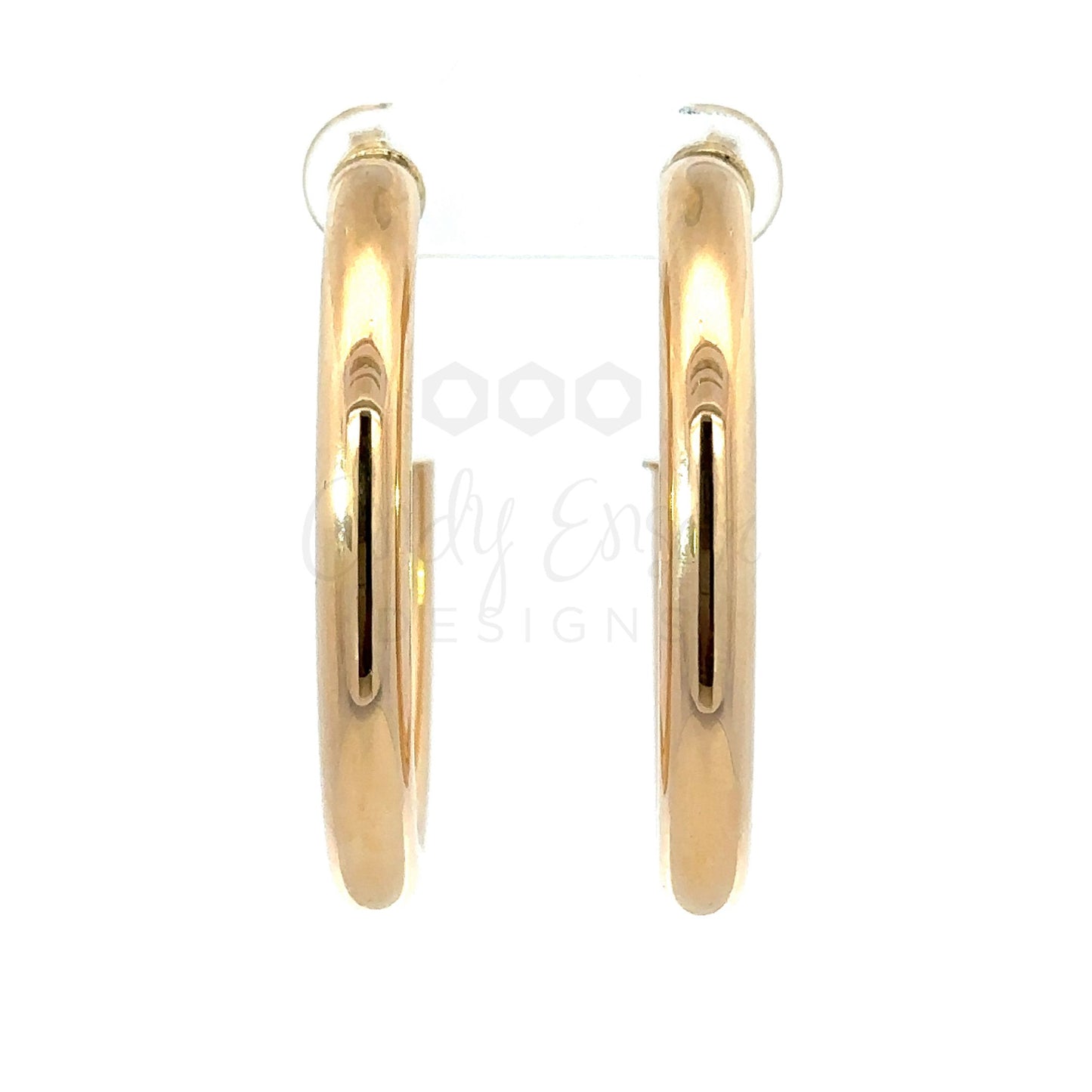 Yellow Gold Oval Hollow Hoop Earring