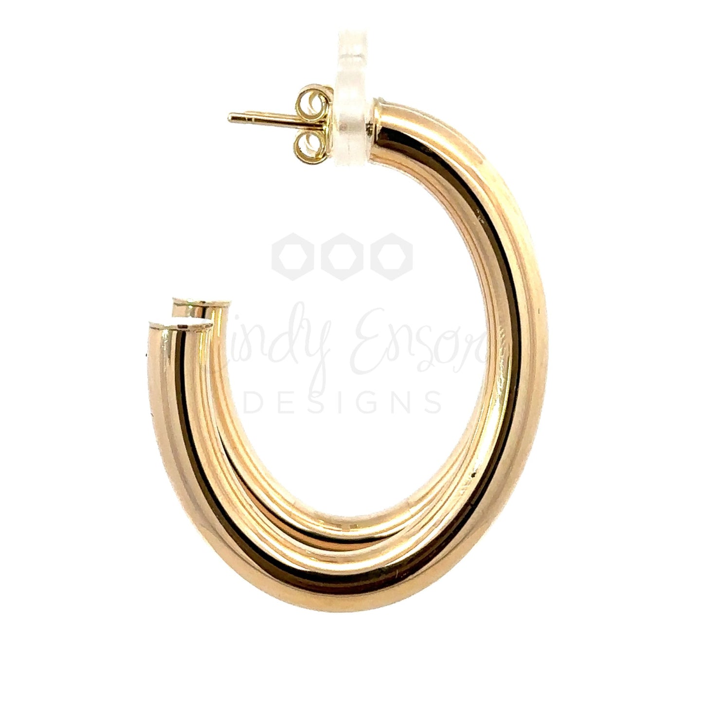 Yellow Gold Oval Hollow Hoop Earring