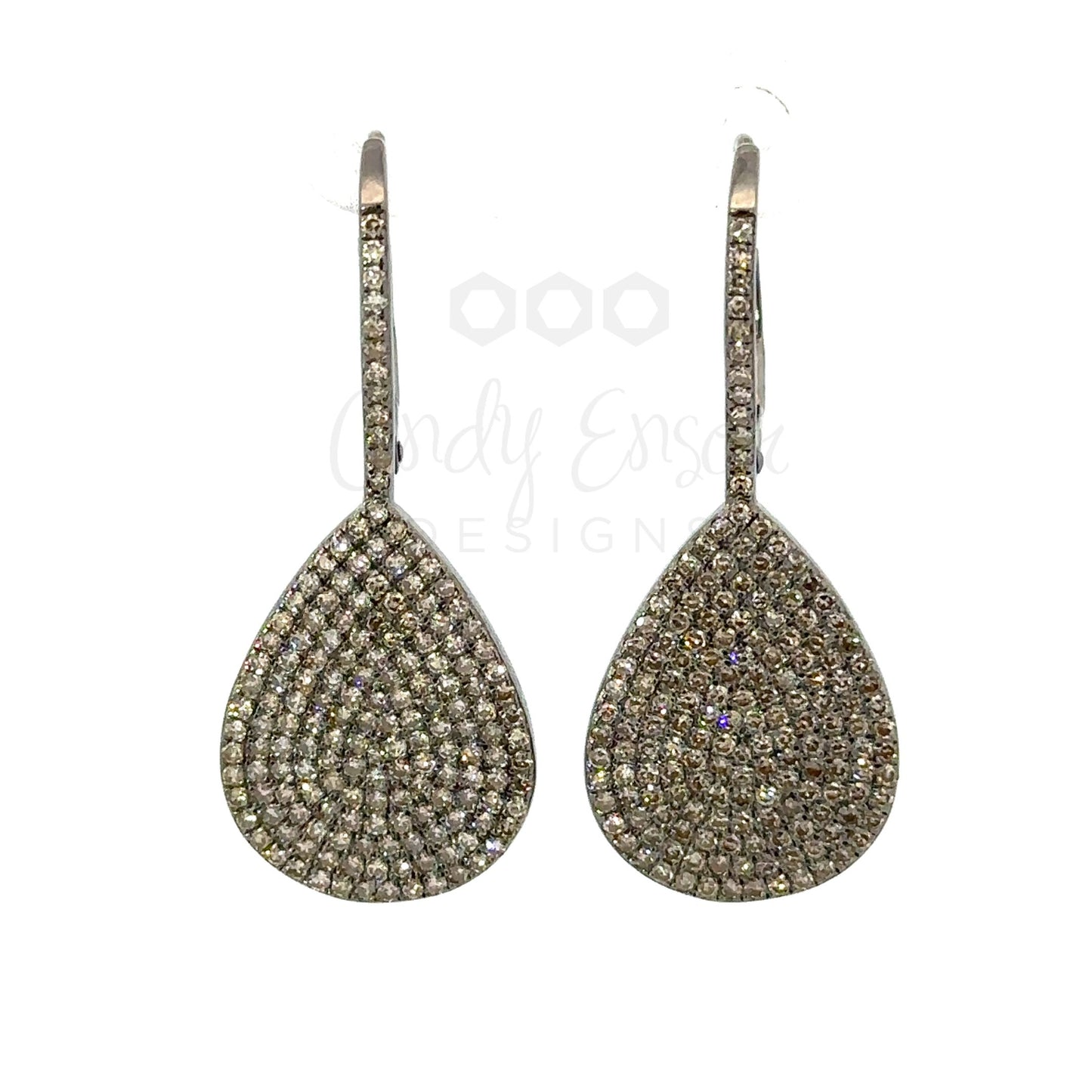 Pave Diamond Tear Drop Earring