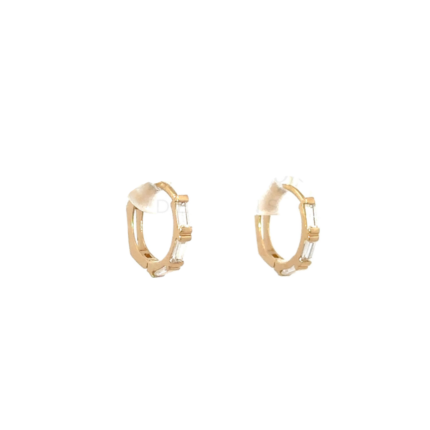 Yellow Gold CZ Baguette Huggie