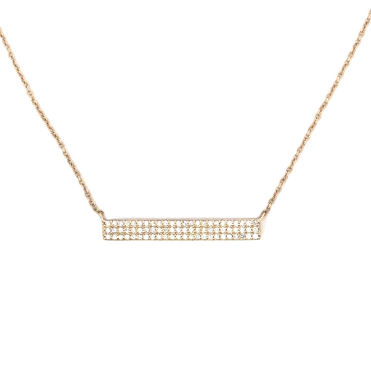 Triple Row Pave Diamond Bar Necklace