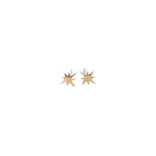 Yellow Gold Tiny Elongated Star Stud Earrings