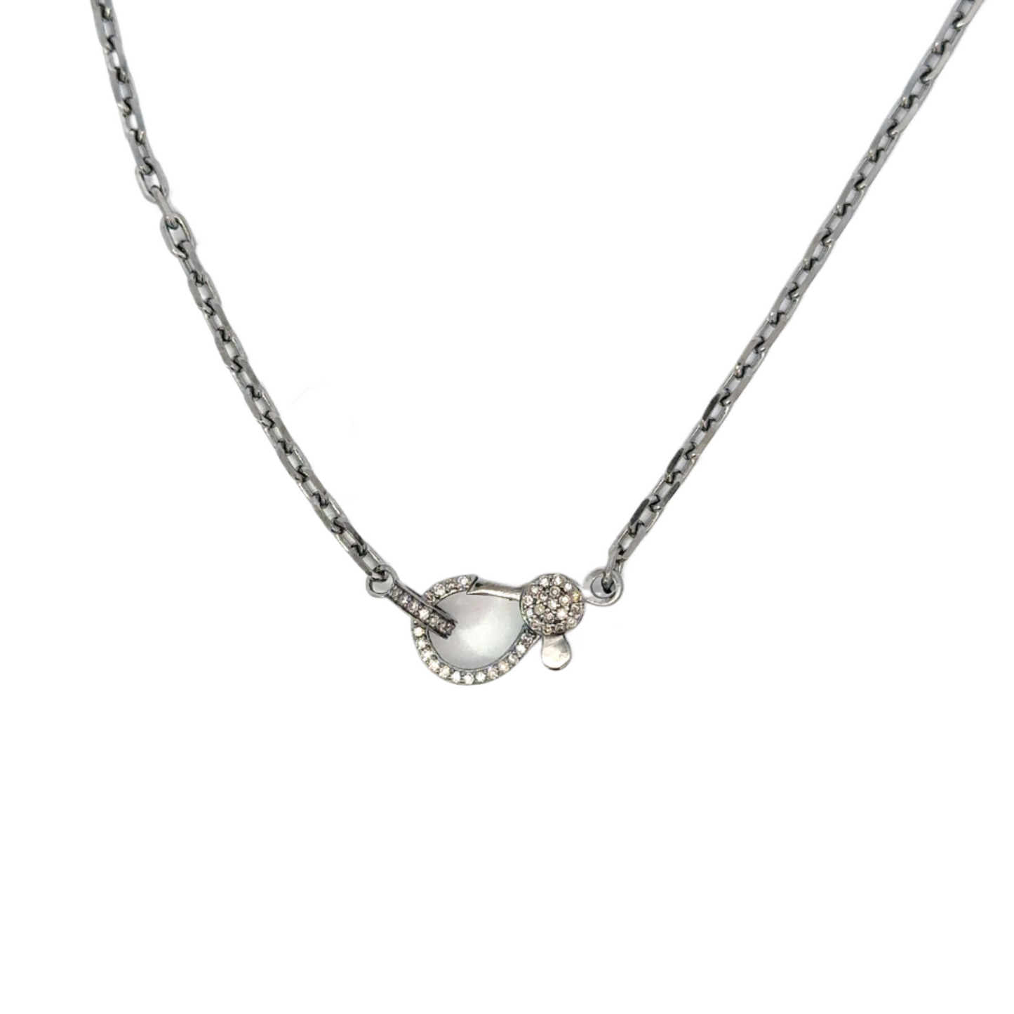 Sterling Silver Chain with Pave Diamond Lobster