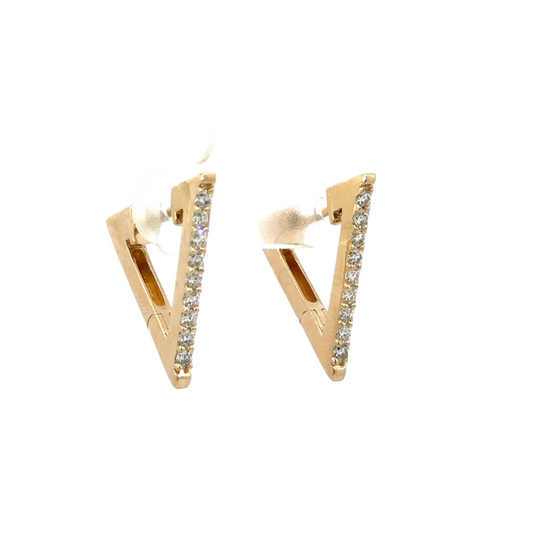 Yellow Gold Diamond Triangle Hoop