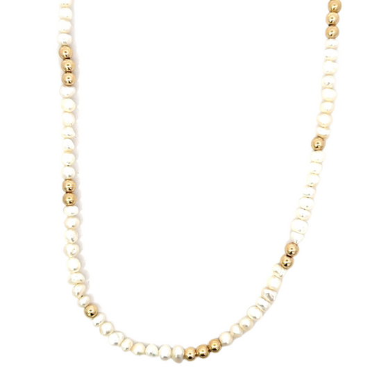 Strung Pearl and GF Bead Necklace