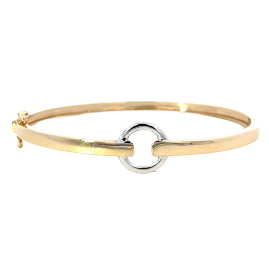 Yellow Gold Polished Bracelet with White Gold Circle