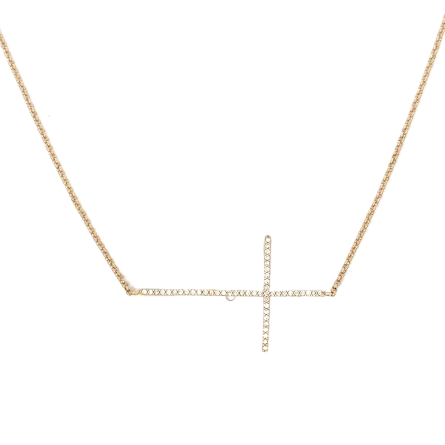 Pave Diamond Sideways Cross Necklace