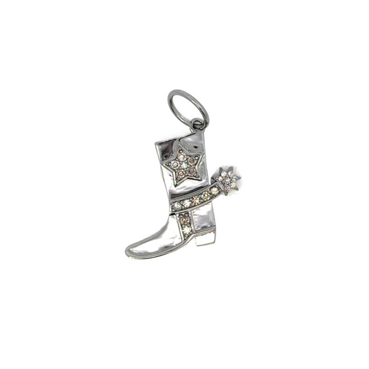 Sterling Silver Pave Boot Pendant
