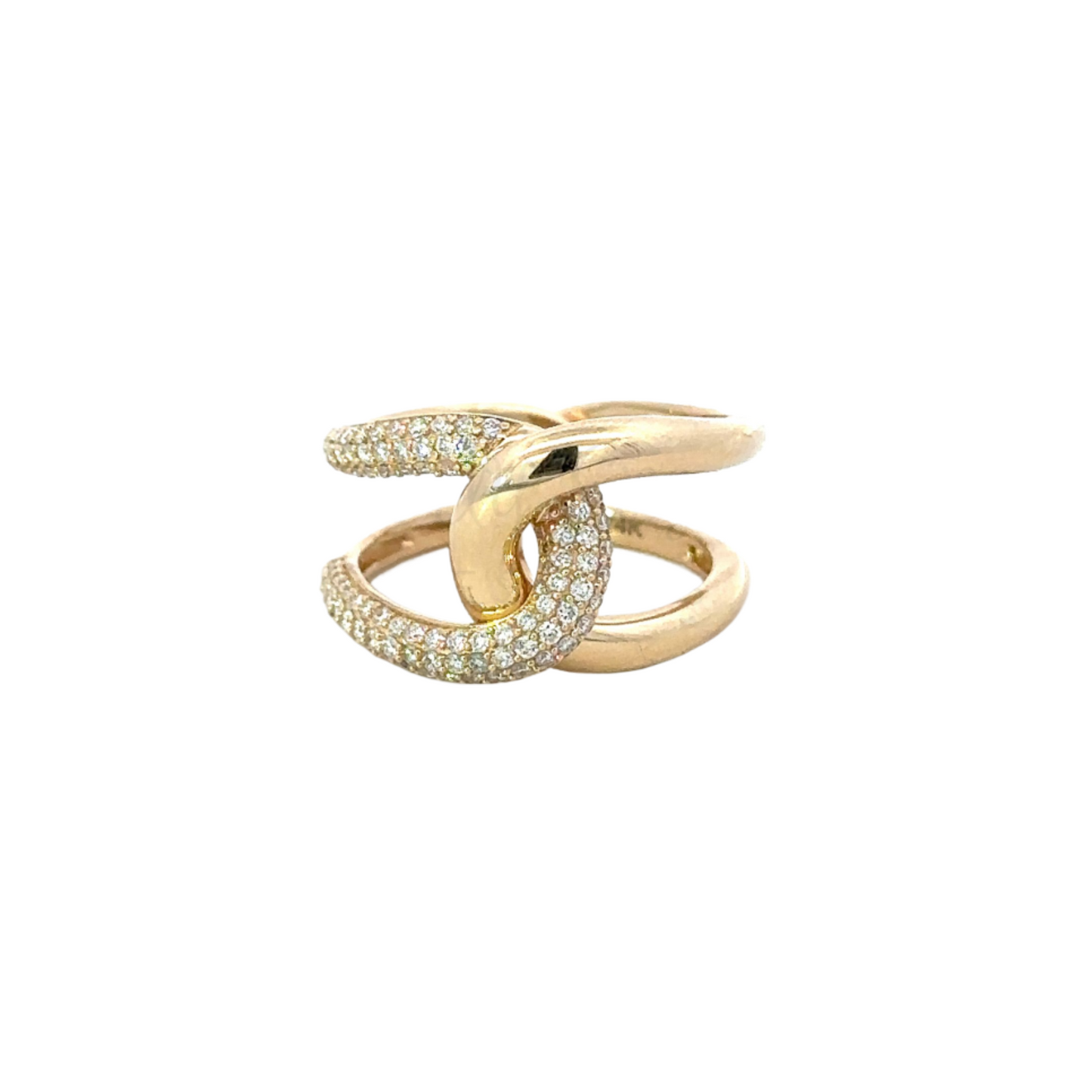 Yellow Gold Pave Diamond Puzzle Ring