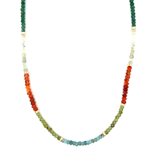 Multi Gemstone Strung Necklace with GF Accents