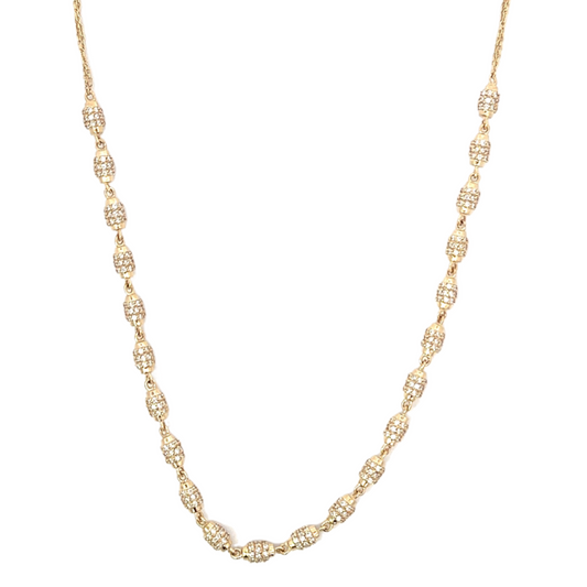 Yellow Gold Pave Barrel Necklace