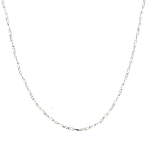 18k White Gold Extra Small Paperclip Chain Necklace
