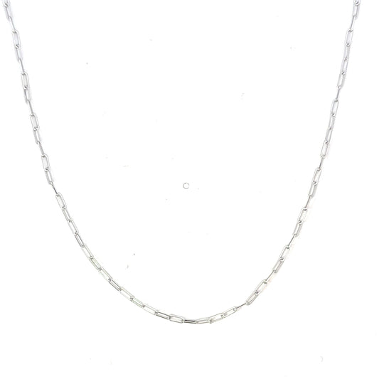 18K White Gold Extra Small Paperclip Chain Necklace