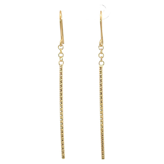 Yellow Gold Diamond Cut Linear Drop Earring