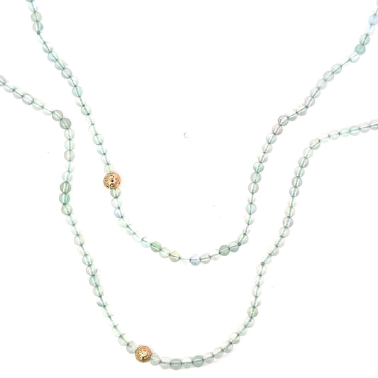 Long Aquamarine and GF Bead Necklace