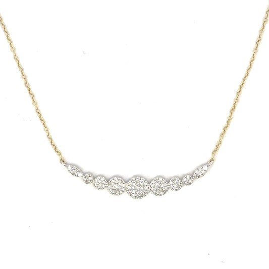 White and Yellow Gold Pave Circle Bar Necklace