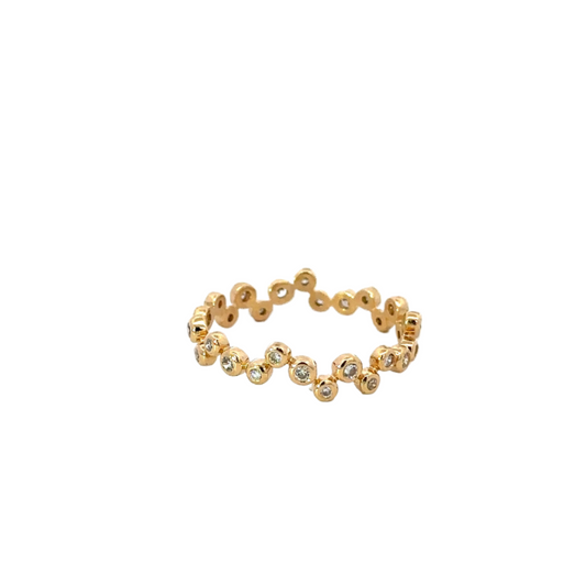 Yellow Gold Bubble Diamond Alternating Eternity Band