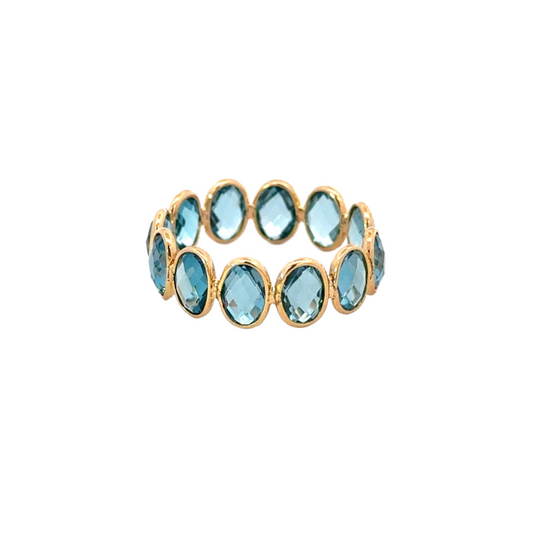 Continuous Faceted Blue Topaz Ring