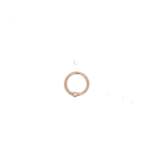 14K Rose Gold Fixed Bead Piercing Hoop