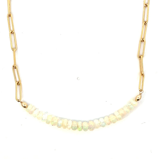 Opal and Large GF Paper Clip Necklace