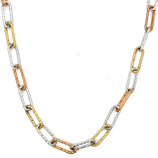 Large Trio GF Diamond Cut Paper Clip Chain Necklace